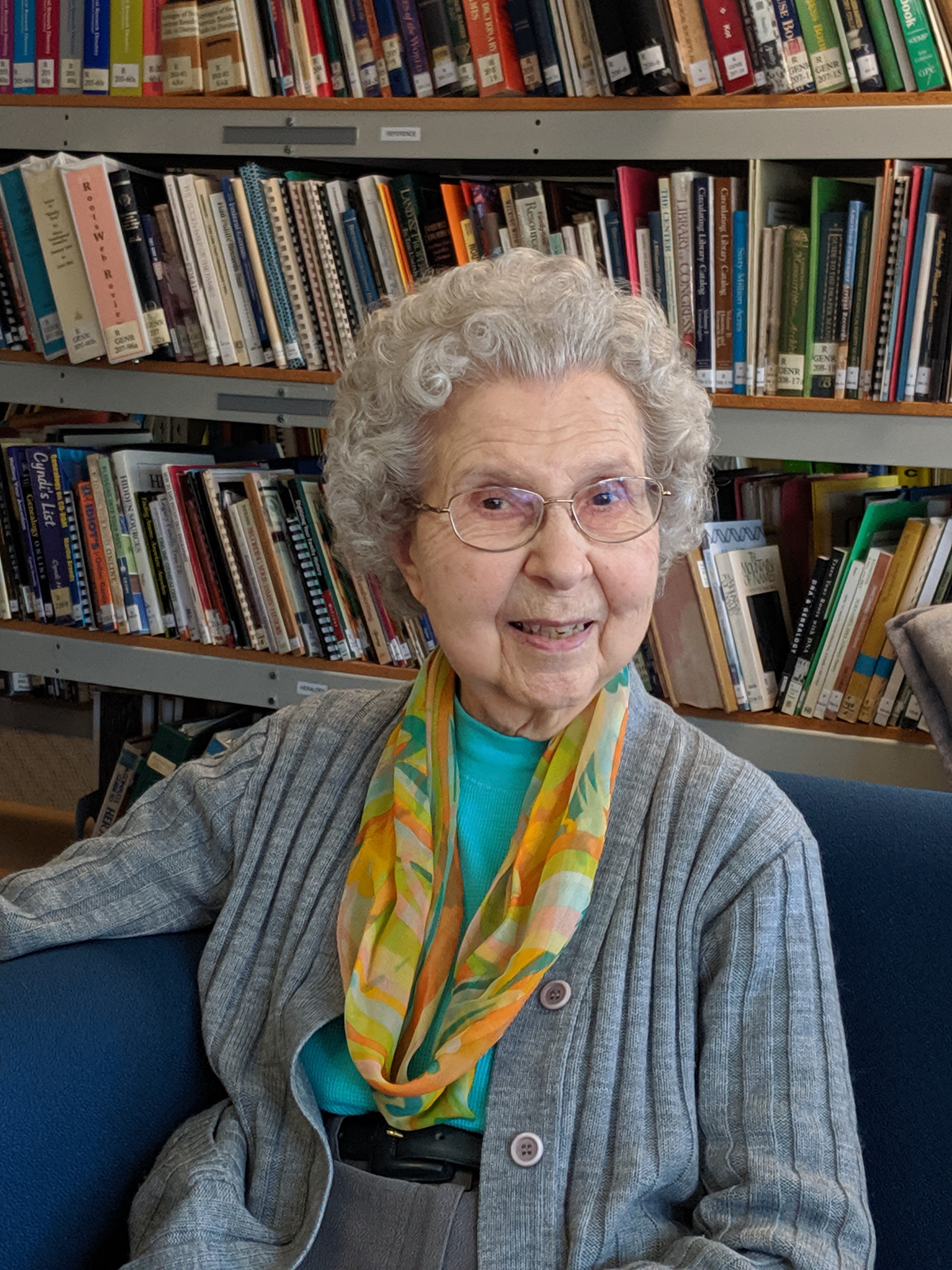 Bernice Keller, Volunteer of the Quarter, at SGS Library